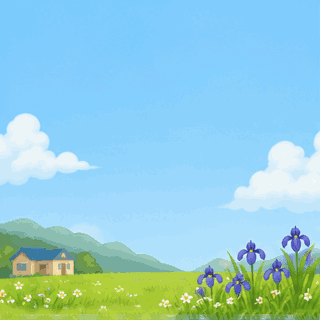 Animated Japanese Children's Day GIF with colorful koinobori carp streamers waving in the spring breeze and the Japanese text "こどもの日".