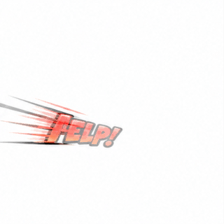 Animated HELP! Panic Reaction GIF with bold red comic lettering rushing onto the screen and shaking frantically with sweat drops and a bright yellow impact burst.
